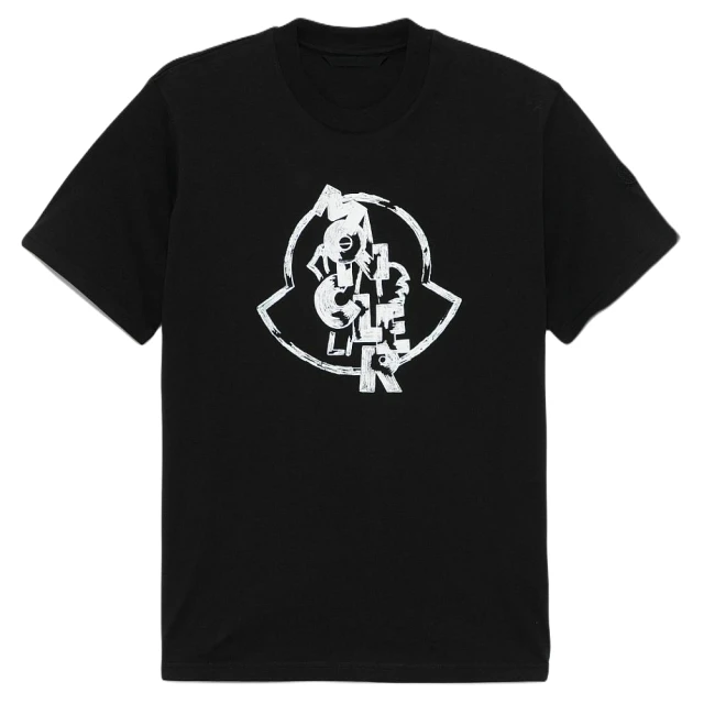 MONCLERMONCLER 秋冬新款 男款 胸前印花&左臂品牌LOGO 短袖T恤-黑色(S號、M號、L號、XL號)