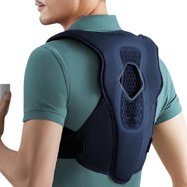 【Philips 飛利浦】3D智能按摩熱敷防駝提醒背帶/背部按摩器(PPM4561DB)