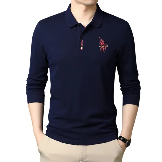 【J.Malo】冬季簡約風長袖polo衫(polo衫 長袖polo衫 男長袖polo衫 精緻刺繡 舒適棉質)