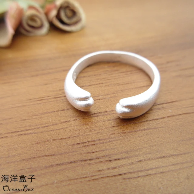 海洋盒子海洋盒子 可愛磨砂拉絲貓爪925純銀戒指(可調整戒圍)