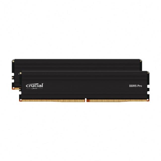 【Crucial 美光】PRO D5 5600 96G超頻雙通 黑散熱片 適用XMP 3.0及AMD EXPO超頻功能(48GBx2)