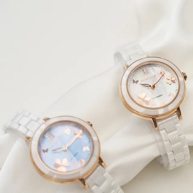 【Relax Time】拾光花語 太陽能陶瓷女錶 手錶 禮物 送禮 推薦(RT-110S-05)