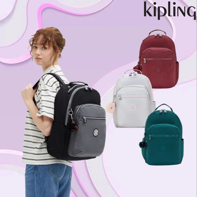 KIPLING官方旗艦館 藍底小花可愛長方形小包-TALLY