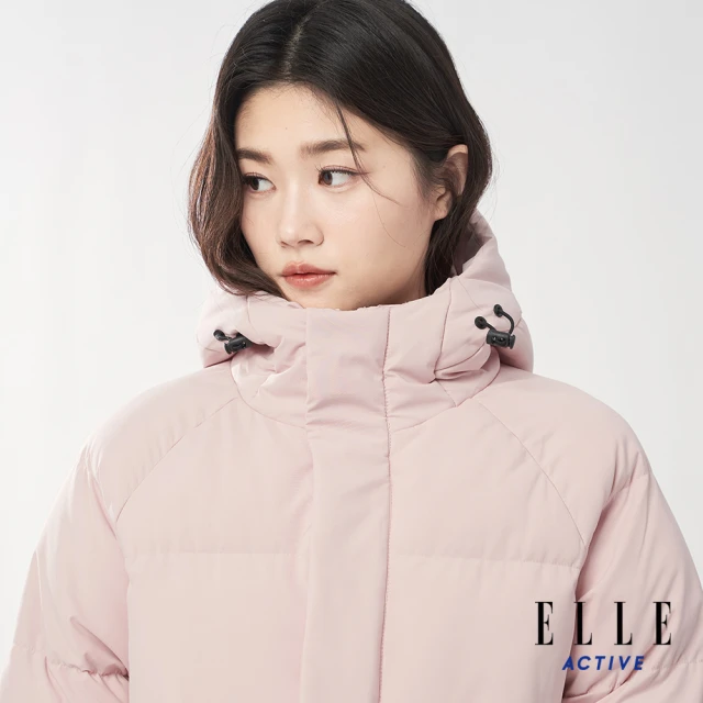 ELLE ACTIVE 女款 禦寒保暖韓風長版連帽鋪棉外套-粉紅色(EA24A2W6801#72)