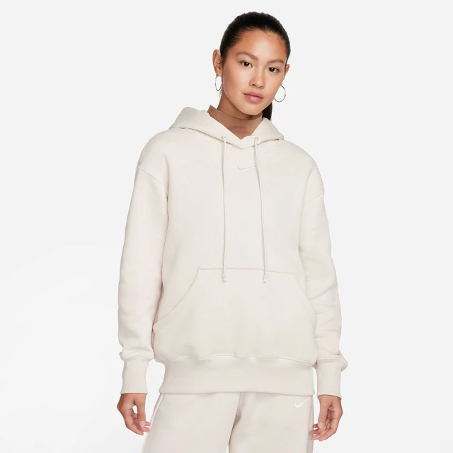 NIKE 耐吉 長袖上衣 女 帽T 運動 AS W NSW PHNX FLC OS PO HOODIE 米白 DQ5861-104(2S4160)