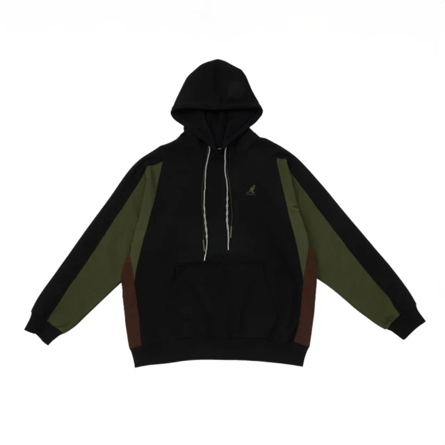 KANGOLKANGOL 帽T 黑 拚色 學院 連帽T 中性(6455105020)