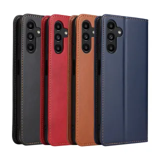 【Fierre Shann】Samsung A16 5G 6.7吋 磁吸側掀真皮紋手工PU皮套