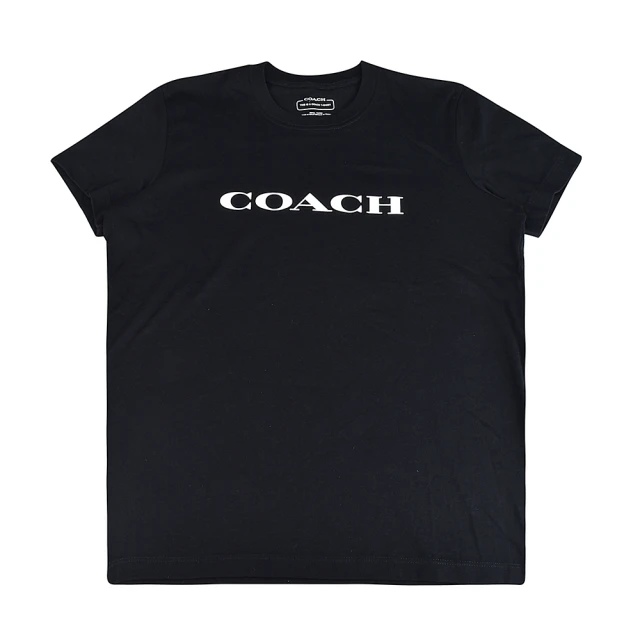 COACHCOACH COACH LOGO純棉白字圓領短袖T恤(女款/黑)