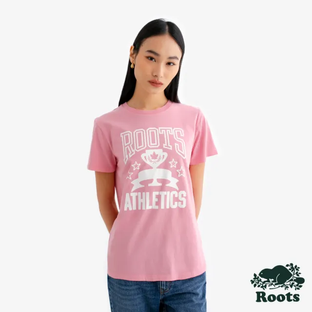 【Roots】Roots女裝- ATHLETIC REMIX 短袖上衣(亮粉色)