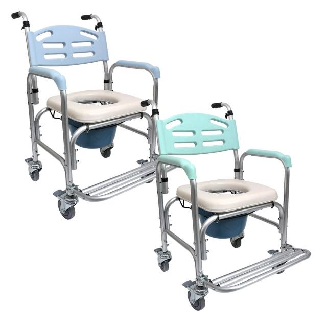 【恆伸醫療器材】ER-43012D 鋁合金 固定式 便盆椅 洗澡椅 快拆大背(有輪可推、可架馬桶、鐵輪)