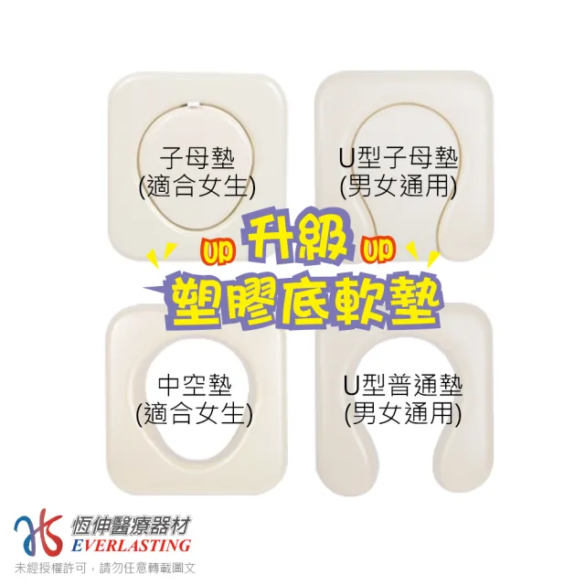 【恆伸醫療器材】ER-43012D 鋁合金 固定式 便盆椅 洗澡椅 快拆大背(有輪可推、可架馬桶、鐵輪)