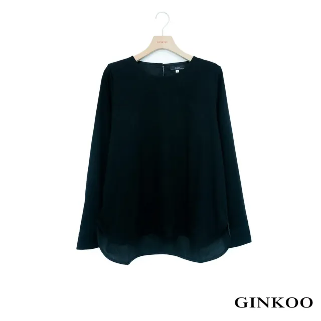 【GINKOO 俊克】拼布圓領長袖上衣