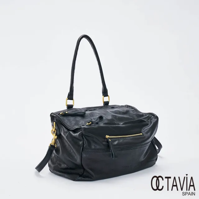 【OCTAVIA 8】雙11 OCTAVIA8 真皮-  BIG QUEENS  牛皮手提肩背單把空氣方包 - 皇家黑(OCTAVIA 8 