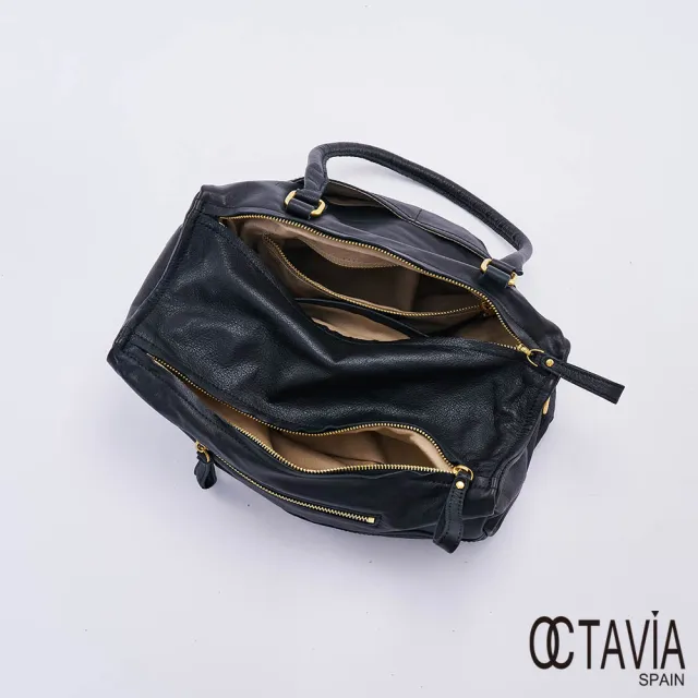 【OCTAVIA 8】雙11 OCTAVIA8 真皮-  BIG QUEENS  牛皮手提肩背單把空氣方包 - 皇家黑(OCTAVIA 8 