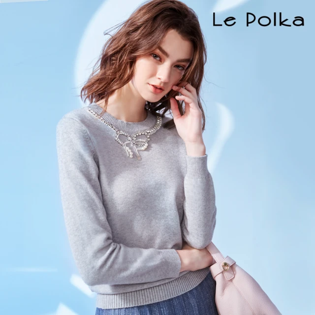 Le Polka 蝴蝶鑽造型針織上衣-女