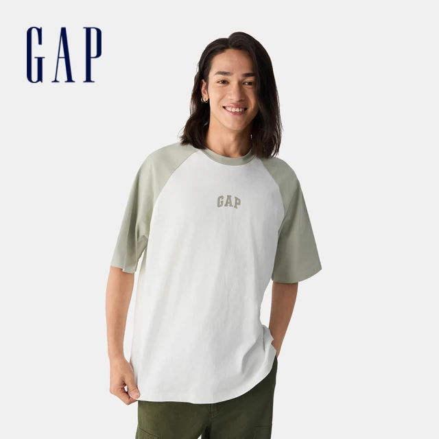 GAP 男裝 Logo純棉印花圓領短袖T恤-淡綠色(725618)