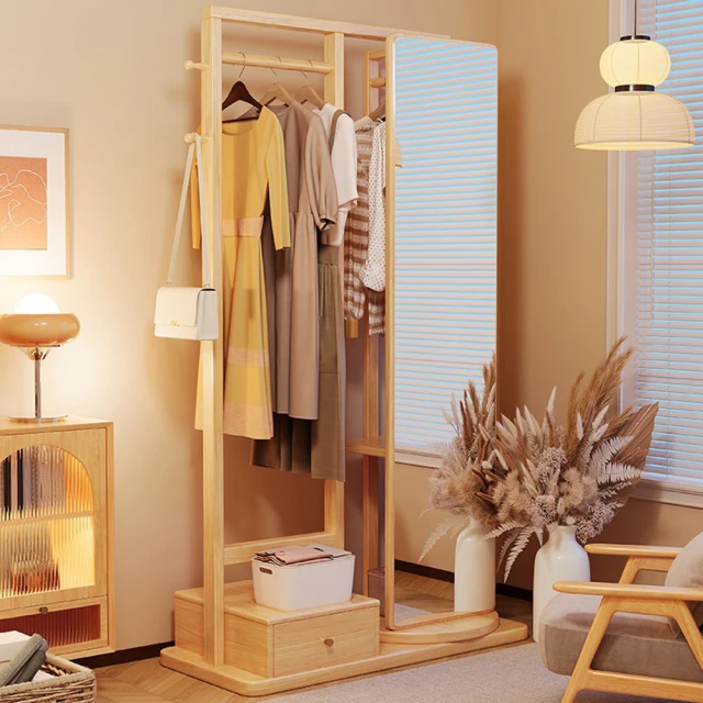 hoi! 好好生活 林氏木業北歐經典三角款全實木衣帽架LS1