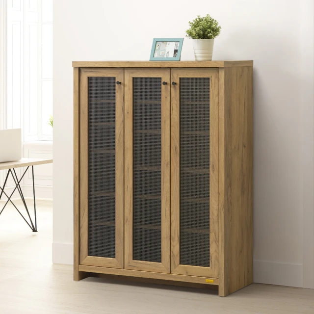 伊莉詩 透氣三門鞋櫃(黃金橡木/DIY組合商品)