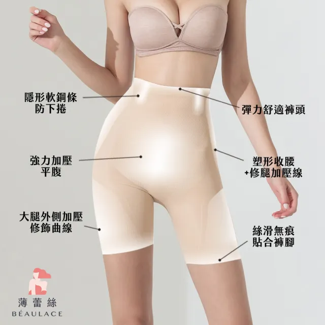 【beaulace 薄蕾絲】MOMO獨賣加壓塑形高腰無痕塑身褲 秘密塑(中塑型 塑身褲)