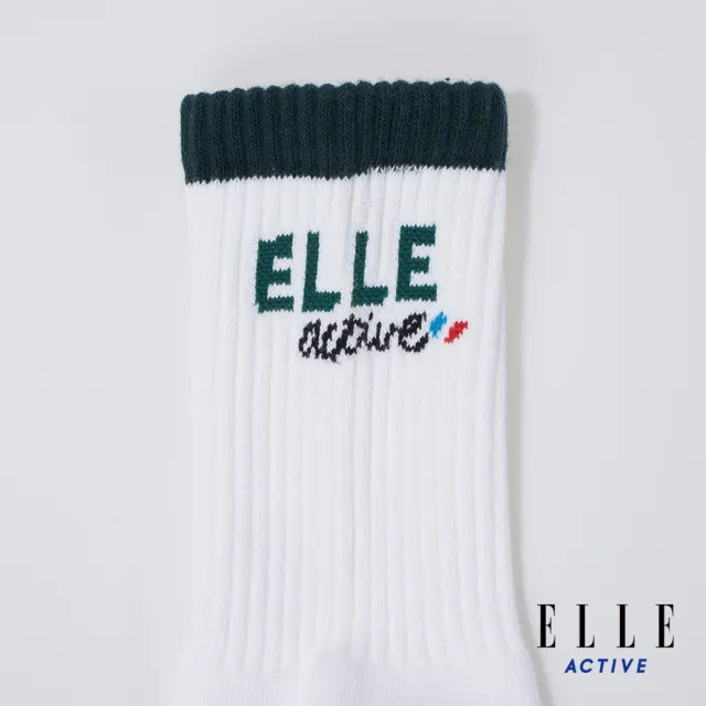 【ELLE ACTIVE】男女適穿 運動休閒中筒襪-綠色(EA24A2FS201#45)