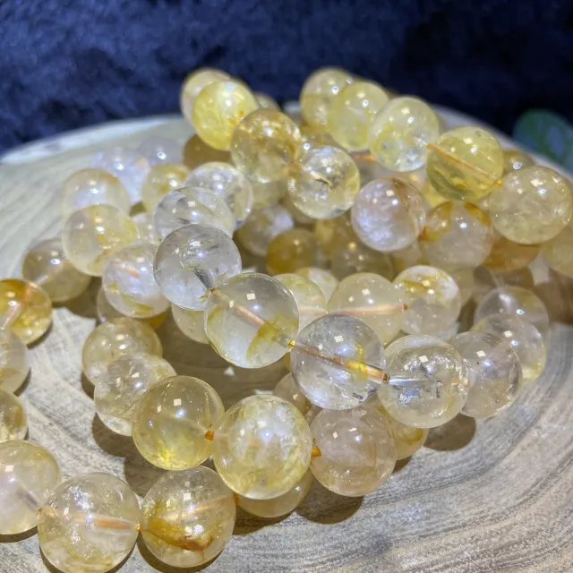 【Cozy 世界水晶原礦與茶】彩片黃膠花手珠 14mm+ 18-6(招貴人運)