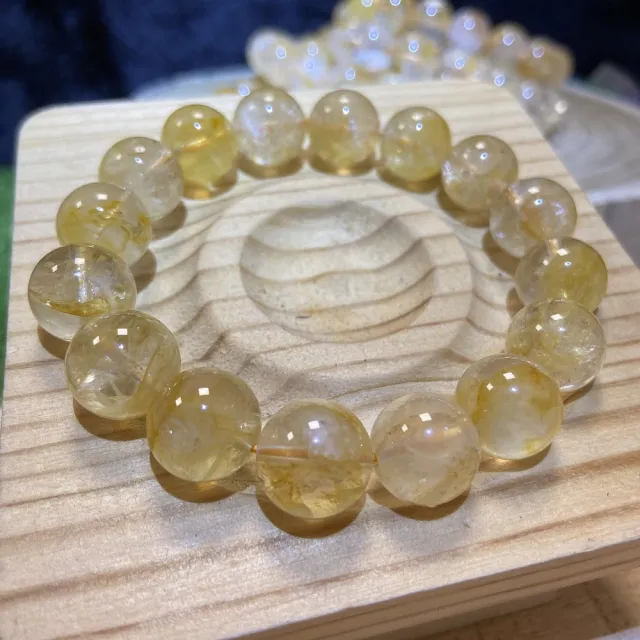 【Cozy 世界水晶原礦與茶】彩片黃膠花手珠 14mm+ 18-6(招貴人運)