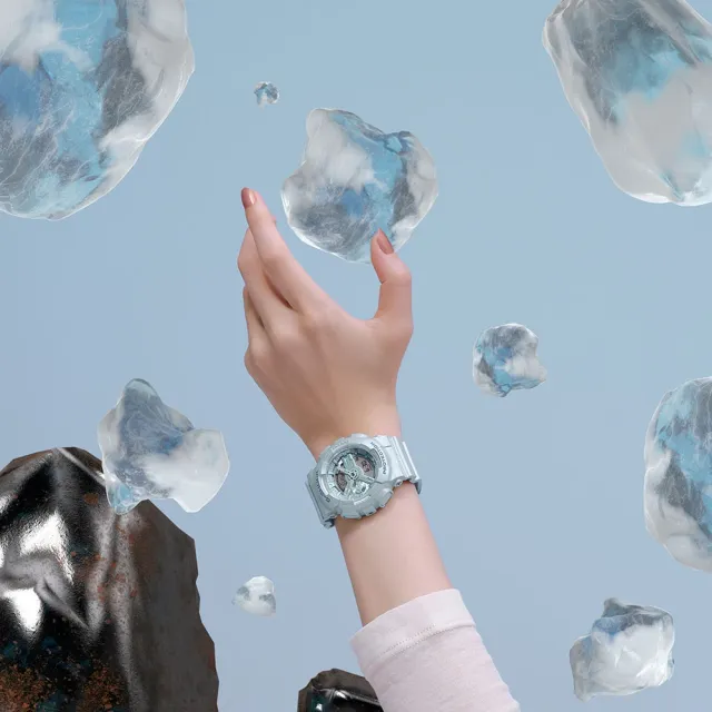 【CASIO 卡西歐】G-SHOCK x ITZY 禮志 優雅珠光 緞面偏光 絲緞藍 人氣雙顯手錶 _45.9mm(GMA-S110ST-2A)