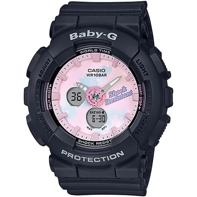 【CASIO 卡西歐】BABY-G 夏日紮染雙顯手錶 情人節 禮物(BA-120T-1A)