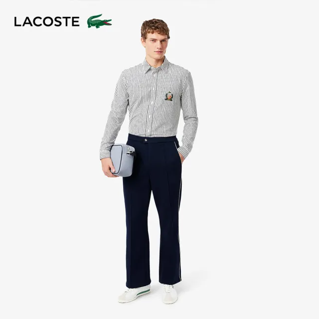 【LACOSTE】男鞋- Club-Low皮革沖孔復古運動休閒鞋(白色/墨綠配色)
