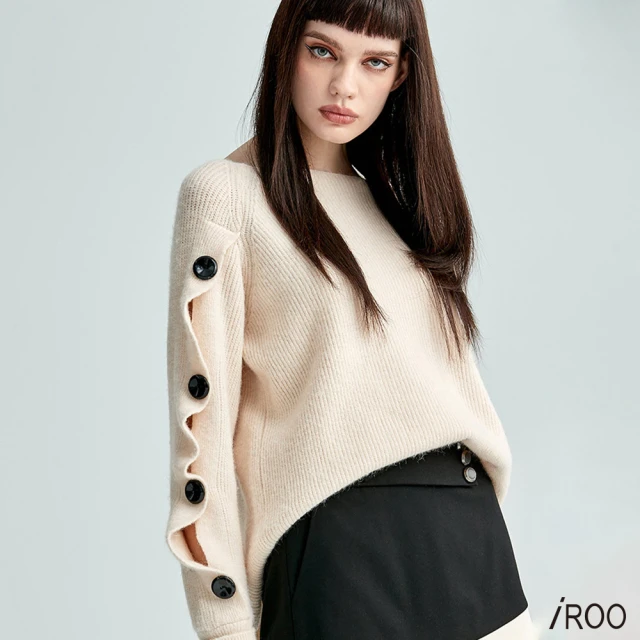 iROOiROO 海帶波浪袖針織上衣