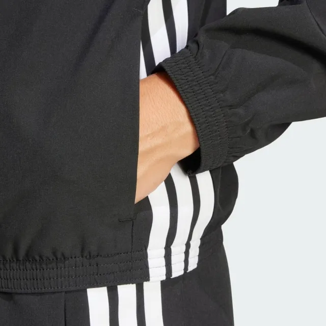 【adidas 愛迪達】TE 3S Woven JKT 女 立領外套 運動外套 休閒穿搭 吸濕排汗 黑(JD6539)