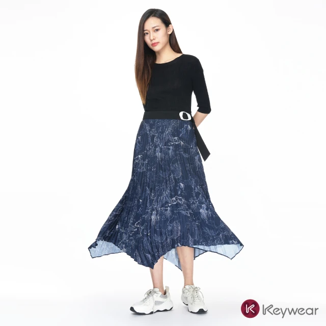 Hush Puppies 女裝 裙子 素色工裝前開岔膝上裙(