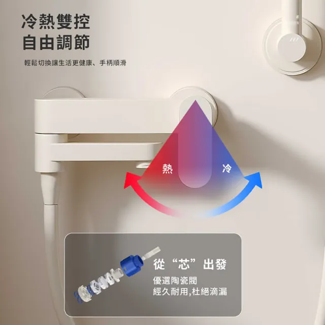 【NuoBIXING】奶油風白色淋浴花灑套裝 增壓分體花灑(淋浴柱/無頂噴/分體式花灑)