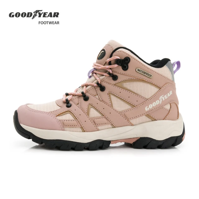 GOODYEAR 固特異 登山者W1-動態防水戶外鞋/女鞋 高筒 緩衝 耐磨 玫瑰金(GAWO42513)