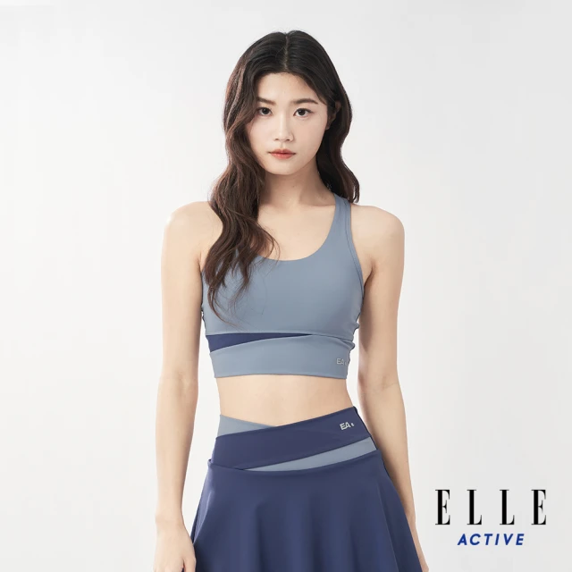 ELLE ACTIVE 女款 兩色拼接無袖瑜珈背心-淺藍色(EA24A2W1001#31)