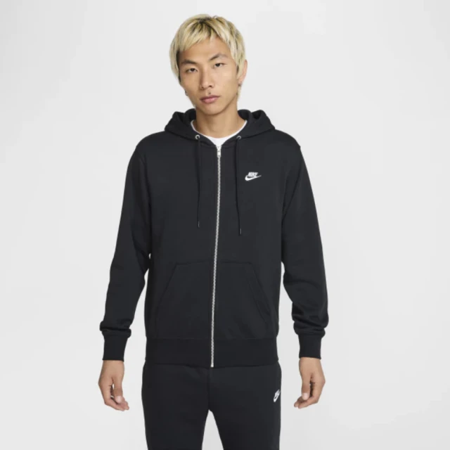 NIKE 耐吉 AS M NK CLUB FT FZ HOODIE 黑色 男款 連帽外套 刺繡 穿搭 長袖(FN3885-010 ∞)