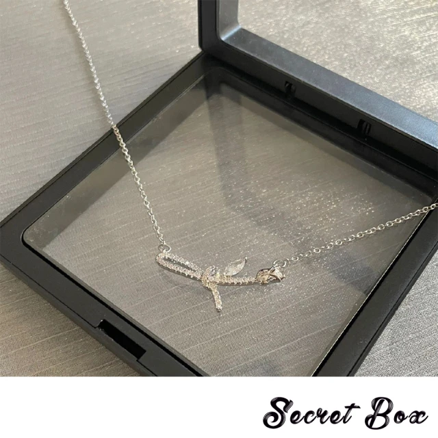 SECRET BOXSECRET BOX 韓國設計華麗滿鑽單結玫瑰花朵造型項鍊(滿鑽項鍊 玫瑰項鍊 花朵項鍊)