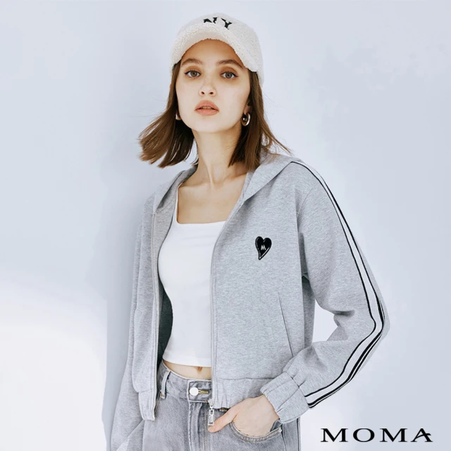 MOMA 愛心貼布繡運動風休閒外套(灰色)