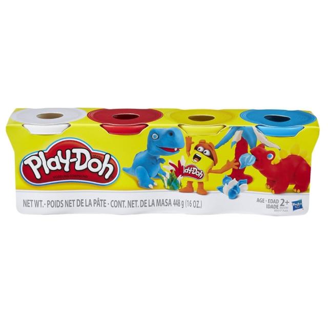 【PLAYDOH 培樂多】黏土補充罐系列-4色組經典款 4OZ-A款 B5517(兒童無毒黏土玩具/益智玩具/兒童手作/禮物)