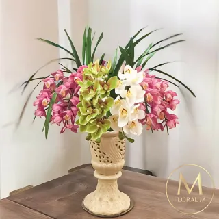 【Floral M】居家輕奢高級蝴蝶蘭魅力橘仿真花花材1入組(人造花/仿真花/假花/花藝DIY/裝飾花材)
