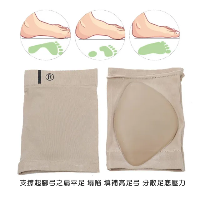 【鞋博士嚴選鞋材】襪套足弓鞋墊足弓襪足弓墊(採用高級布料 矽膠墊足弓墊支撐)