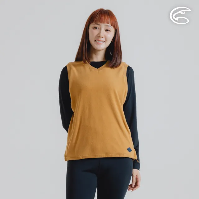 【ADISI】女OceanPure溫控消臭抗靜電穿搭保暖背心 AV2421045 琥珀黃 M-XL(刷毛 快乾 抑菌 海洋紗 環保紗)