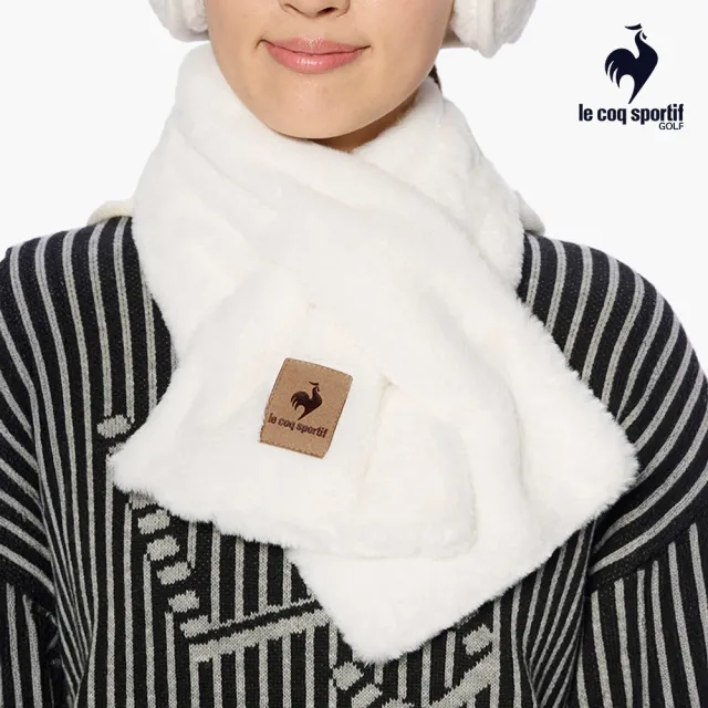 【LE COQ SPORTIF 公雞】高爾夫系列 女款白色親膚保暖圍巾QLU0J720