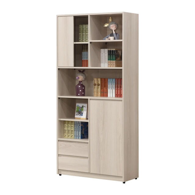 唯熙傢俱 唯樂雙色2.5尺右書櫃(書櫃 半開放式書櫃 收納櫃