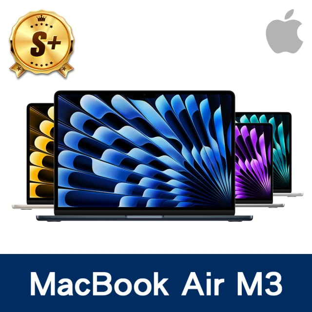 AppleApple S+ 級福利品 MacBook Air 13.6吋 M3晶片 8核心CPU 與 8核心GPU 16G 256G(原廠保固中)
