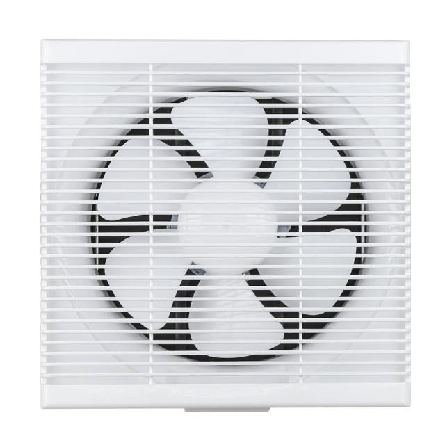  勳風 HFB-S6110 DC變頻吸排換氣扇，具備雙培林馬達與六片式扇葉設計，提供無段式風速自由調節功能。採用創新誘蚊燈排出設計，搭配贈送插頭，適用於壁扇與吊扇場景。產品尺寸約34x34x16.5cm，重量約2kg，電壓為5V 2A，風段兩段，符合BSMI許可標準，產地中國。 