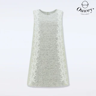 【OUWEY 歐薇】千金織紋蕾絲無袖洋裝(灰色；S-L；3233397523)