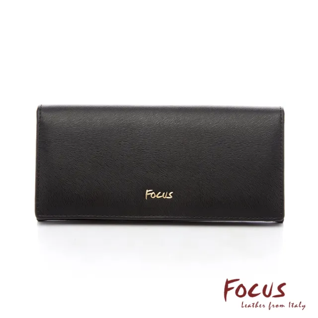 【FOCUS】真皮包包 RFID防盜多功能翻蓋扣式長夾(馬毛黑/馬毛藍/2色任選 F3471)