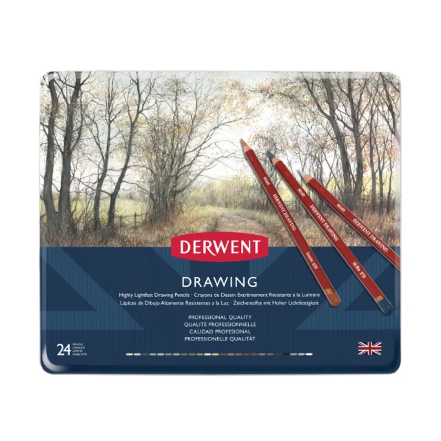 【Derwent 德爾文】Drawing油性色鉛大地色系24色鐵盒裝