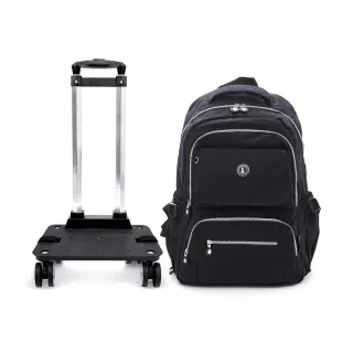 【冰山袋鼠】威尼斯假期 - 輕旅大容量拉桿後背包 - 純色黑(B-24-K)